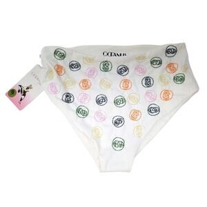 Oceanus X Cinta Beaded High Waist Swim Bottoms‎ Size Medium NWT White Multi